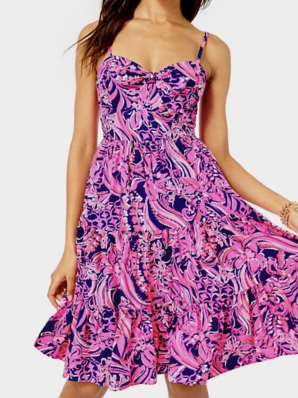 Lilly Pulitzer Adalia Knee Length Dress Flirty Fins & Feathers